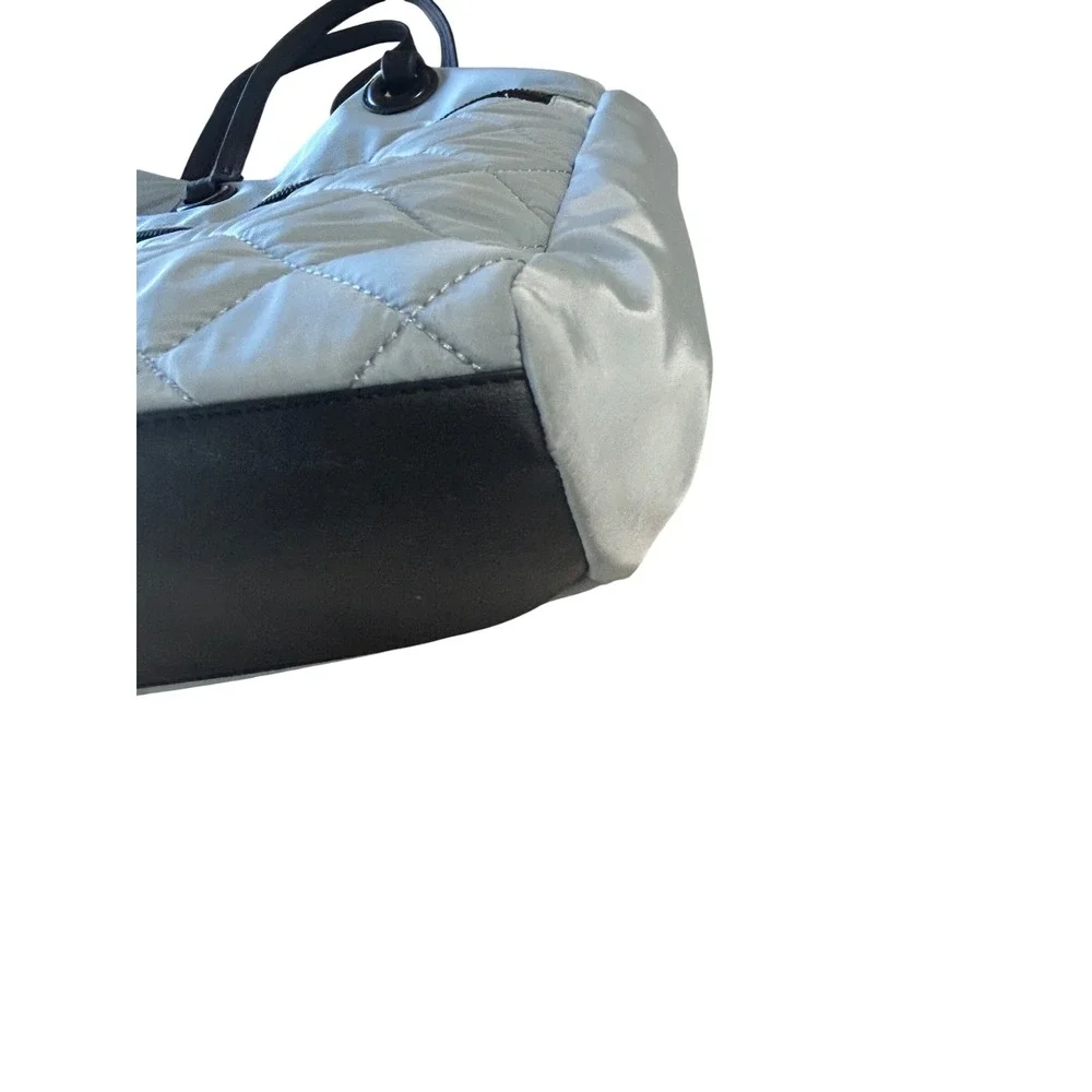 Steve Madden Quilted Nylon Tote Bag Blue Grey‎ Shoulder Bag with Pouch